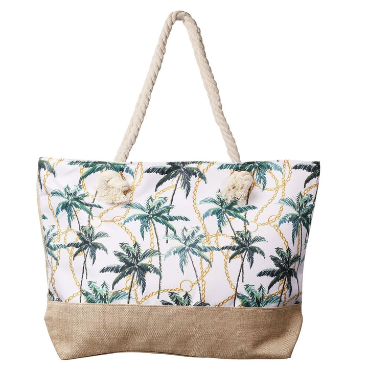 Strandtasche Palm Coast – sommerliche Schultertasche mit Palmenmotiv und Kettendesign