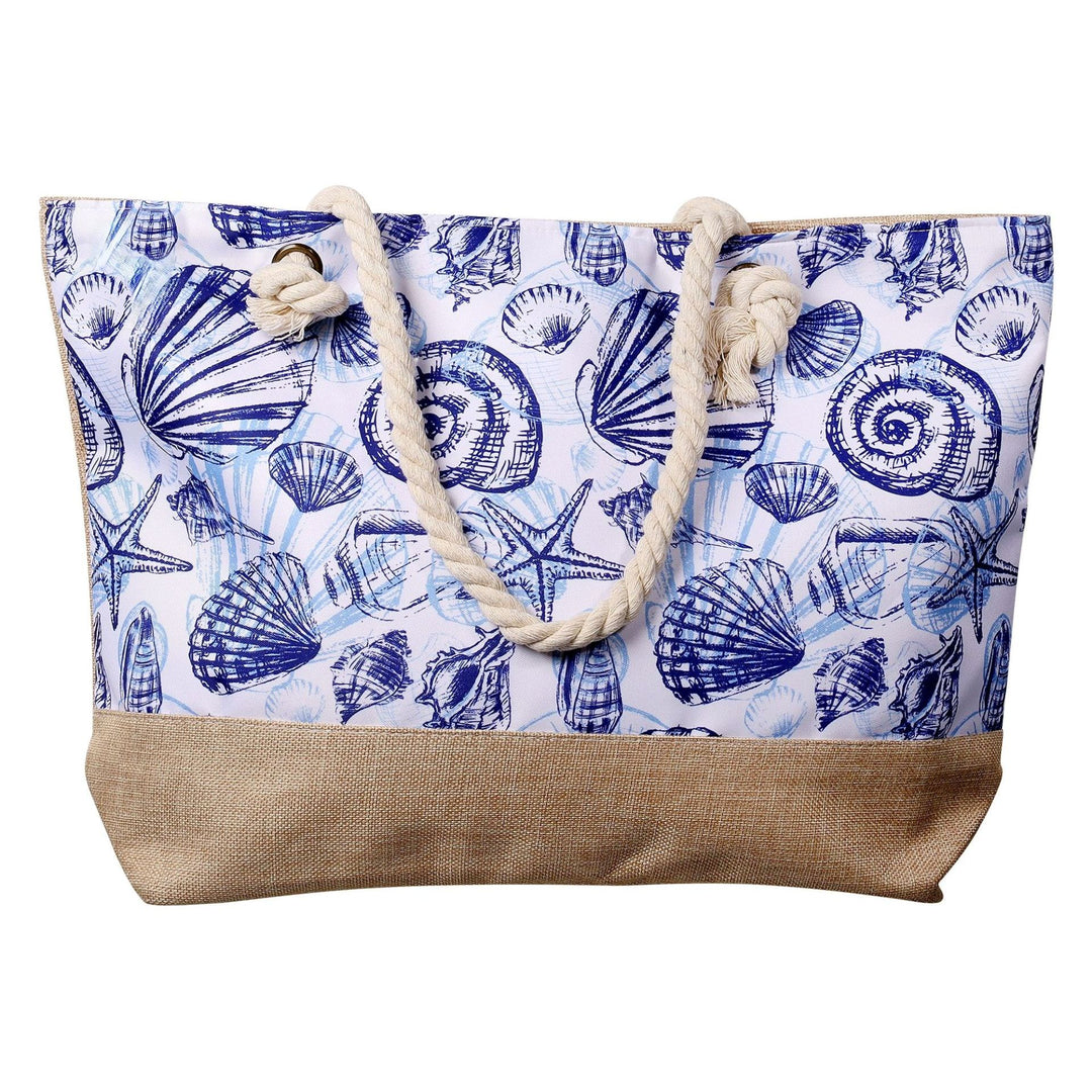 Strandtasche Ocean Shell – maritime Schultertasche mit Muschelmotiv in Blau Weiß