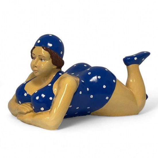 Badefrau Blau XXL – nostalgische Dekofigur aus Kunstharz