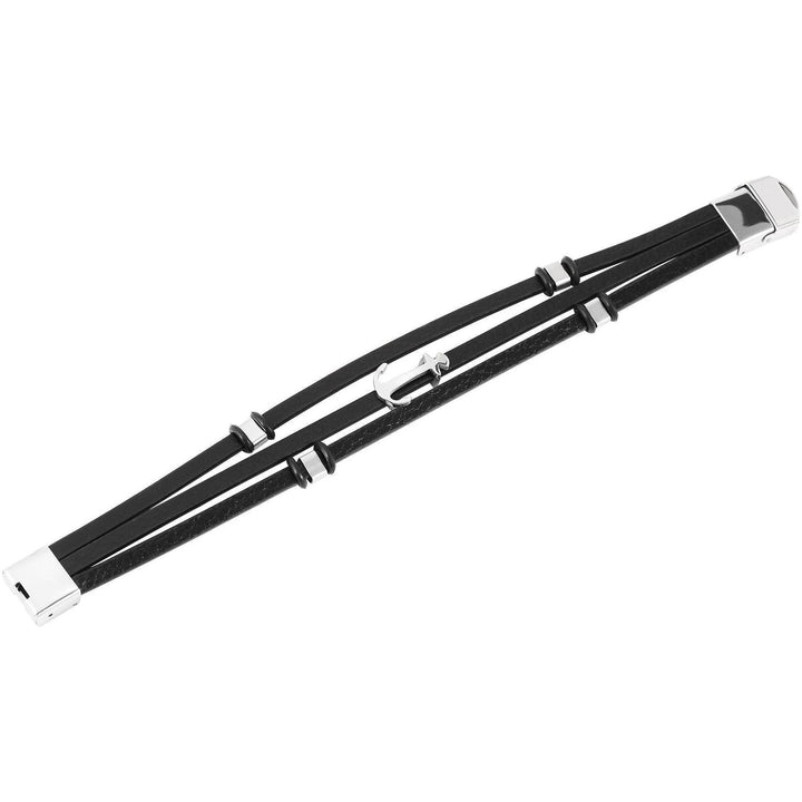 Akzent Armband aus Echtleder und Edelstahl - Luxurelle-Shop