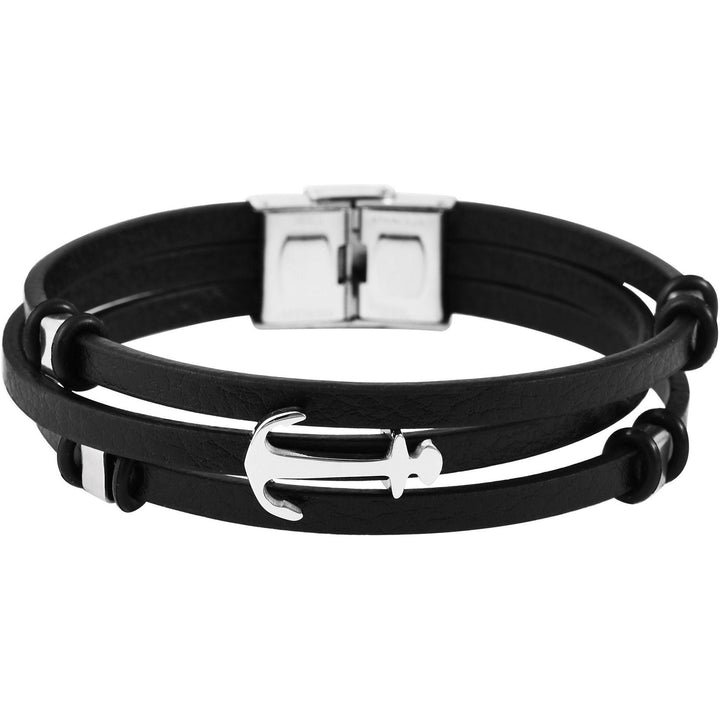 Akzent Armband aus Echtleder und Edelstahl - Luxurelle-Shop