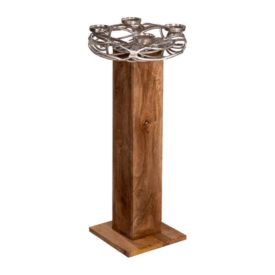 Aluminium Adventskranz auf Holzsäule 94cm - Luxurelle-Shop