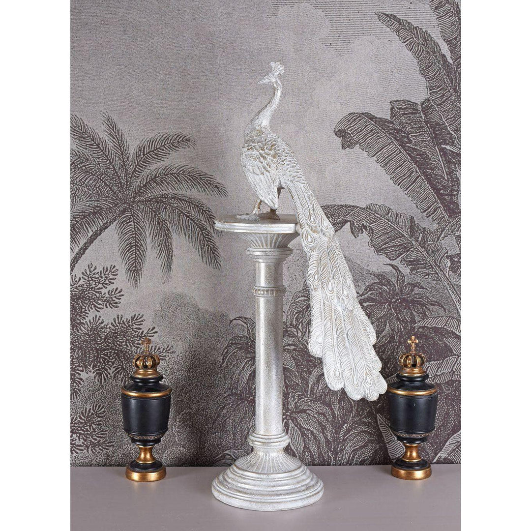 ANTIK SKULPTUR PFAU AUF SÄULE - Luxurelle-Shop