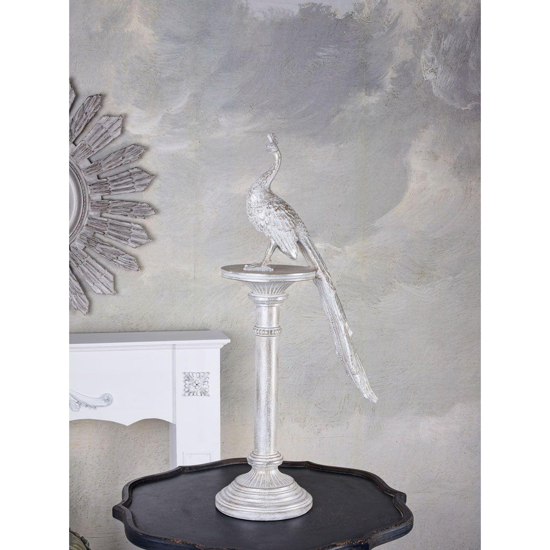 ANTIK SKULPTUR PFAU AUF SÄULE - Luxurelle-Shop