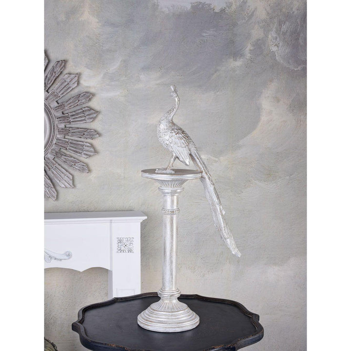 ANTIK SKULPTUR PFAU AUF SÄULE - Luxurelle-Shop