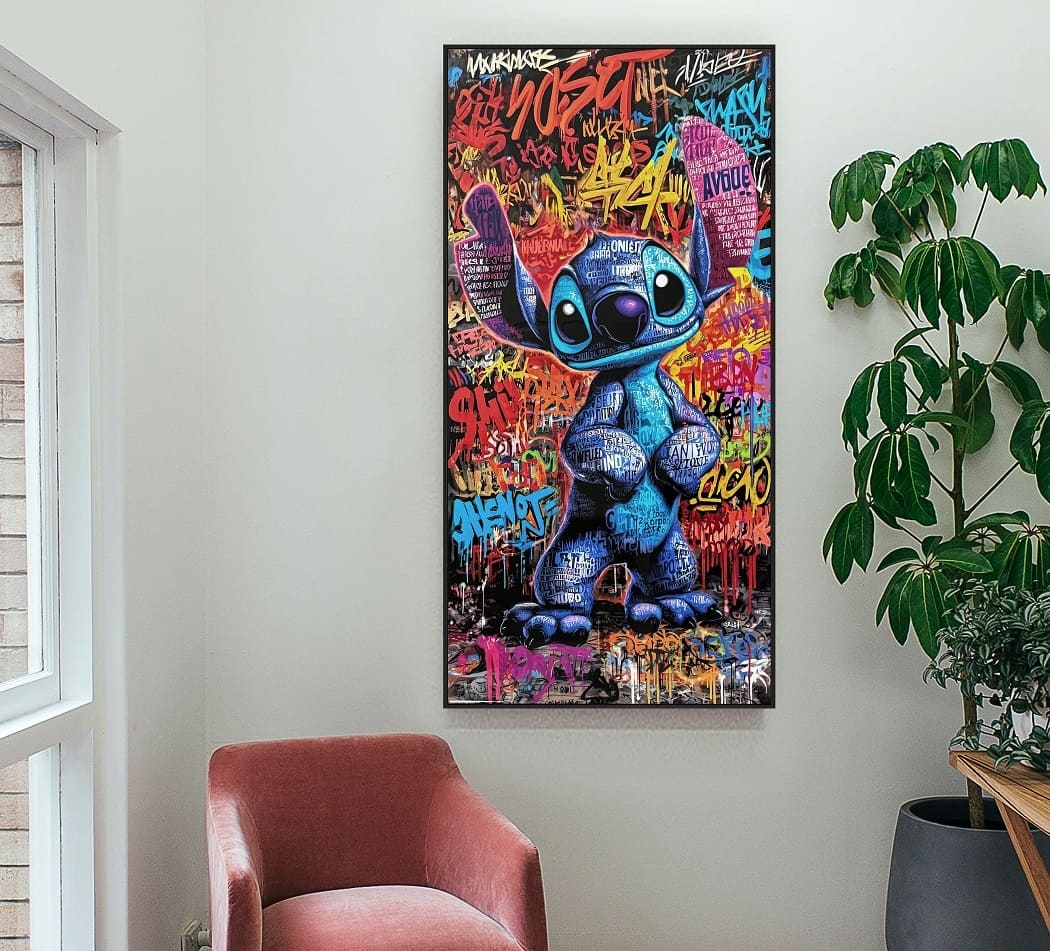 Wandbild Frame Graffiti Stich – moderne Street Art, 60 × 120 cm