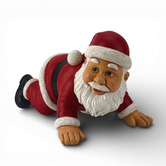 Krabbelnder Weihnachtsmann, dekorative Weihnachtsfigur aus Kunstharz, 40 cm