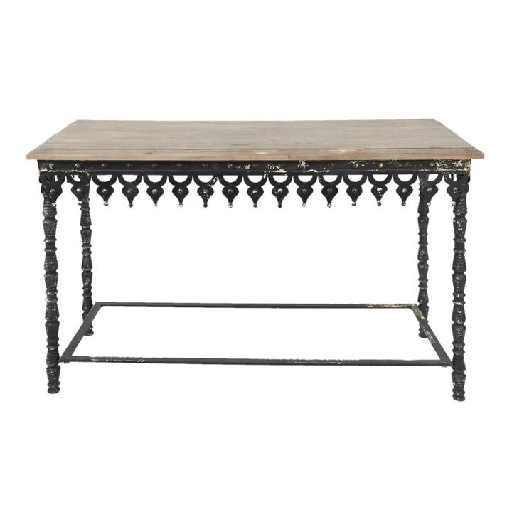 Konsolentisch Vintage Schwarz Braun 121 cm – eleganter Eisen Holz Tisch im Barock Stil