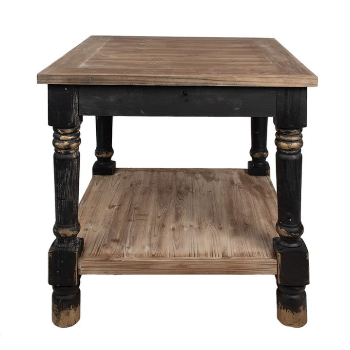 Beistelltisch Vintage Schwarz 80 cm – stilvoller Couchtisch aus Holz im Brocante Stil