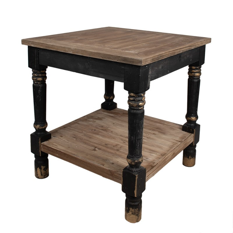 Beistelltisch Vintage Schwarz 80 cm – stilvoller Couchtisch aus Holz im Brocante Stil