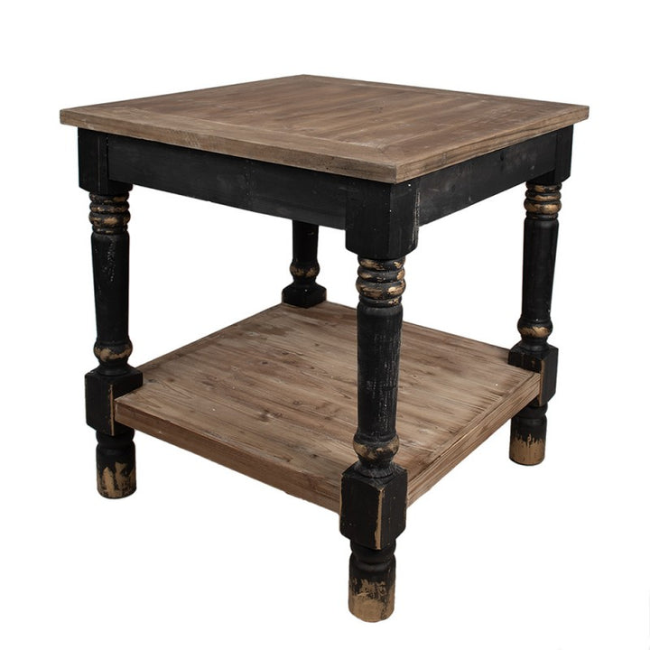 Beistelltisch Vintage Schwarz 80 cm – stilvoller Couchtisch aus Holz im Brocante Stil