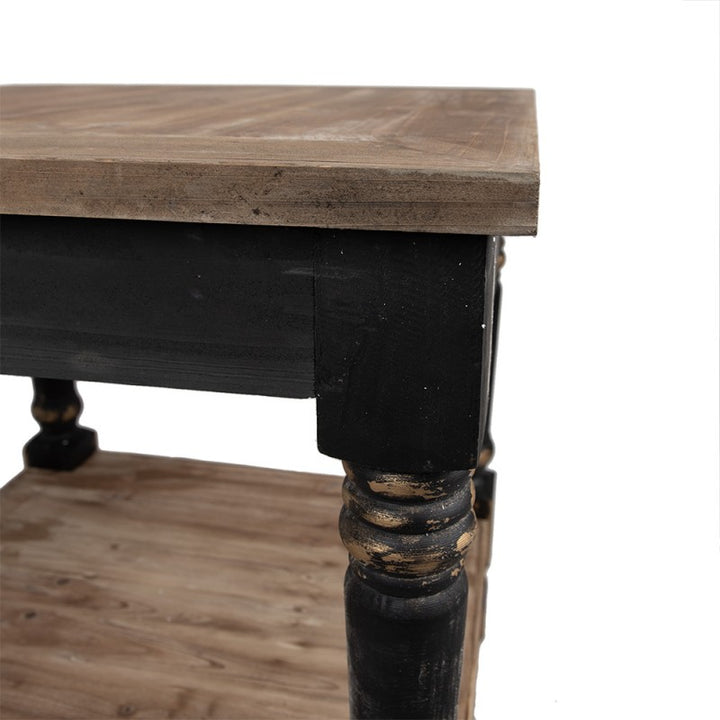 Beistelltisch Vintage Schwarz 80 cm – stilvoller Couchtisch aus Holz im Brocante Stil