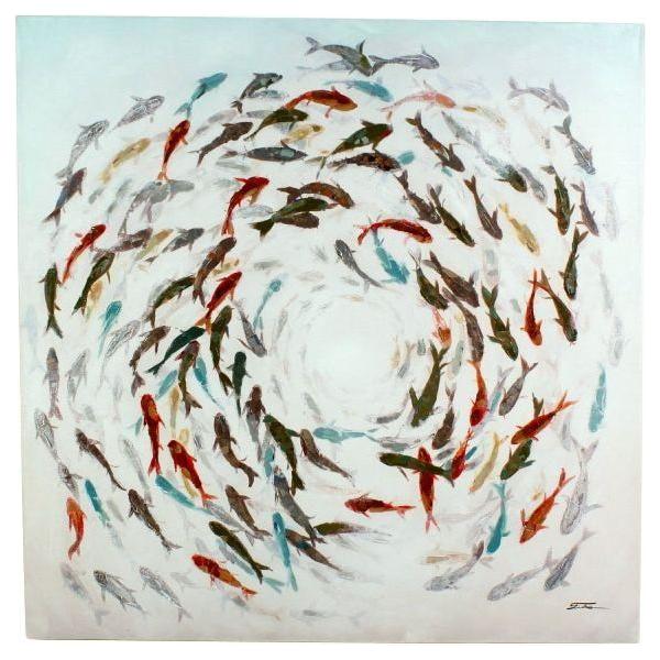 Bild Fischschwarm, handgemalt - Luxurelle-Shop