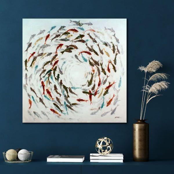 Bild Fischschwarm, handgemalt - Luxurelle-Shop