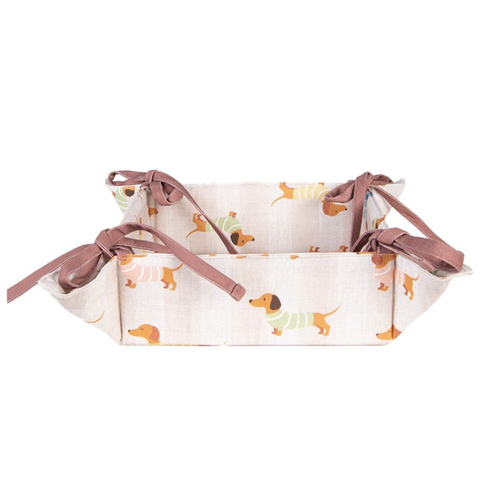 Dapper Dog Brotkorb faltbar – praktischer Brotkorb aus Baumwolle mit Dackel Design