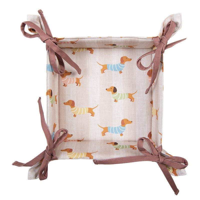 Dapper Dog Brotkorb faltbar – praktischer Brotkorb aus Baumwolle mit Dackel Design