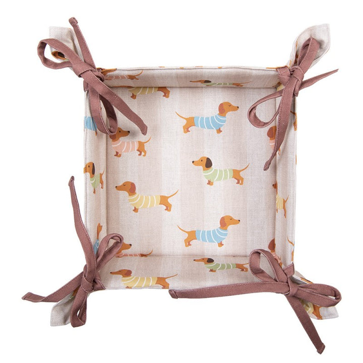 Dapper Dog Brotkorb faltbar – praktischer Brotkorb aus Baumwolle mit Dackel Design