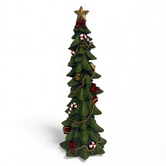 Weihnachtsbaum mit Zuckerstangen und Geschenken aus Kunstharz, 45 cm