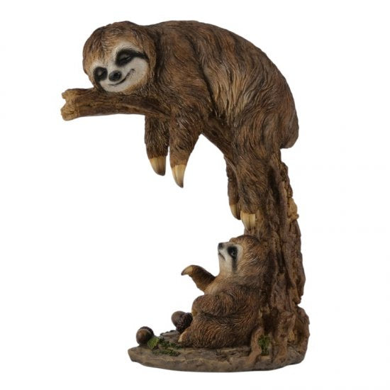 Faultier schlafend groß – dekorative Tierfigur aus Kunstharz in natürlicher Optik