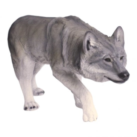 Wolf Figur schleichend aus Kunststein – naturgetreue Tierfigur für Garten und Wohnraum, 64 cm