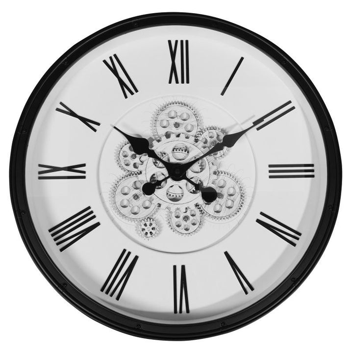 Skelett Wanduhr Industrial Vintage XL – große Design Wanduhr mit Zahnrad Optik in Schwarz und Weiß