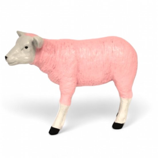 Deko Lamm Rosa aus Kunstharz – außergewöhnliche Tierfigur für Haus und Garten