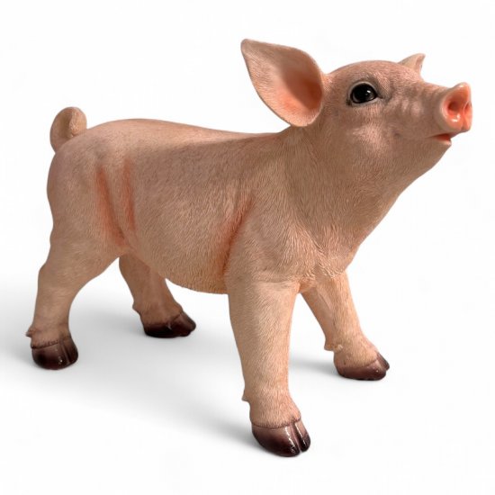 Schwein Figur stehend aus Kunstharz – naturgetreue Tierfigur für Garten und Wohnraum, 34 cm