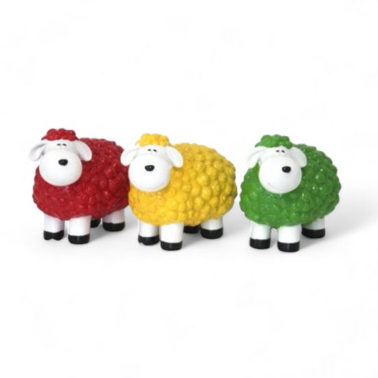 Deko Schaf 3er Set aus Kunststein – farbenfrohe Tierfiguren für Haus und Garten