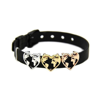 Charms Herz Weltkarte für Mesh-Armbänder in 3 Farben - Luxurelle-Shop