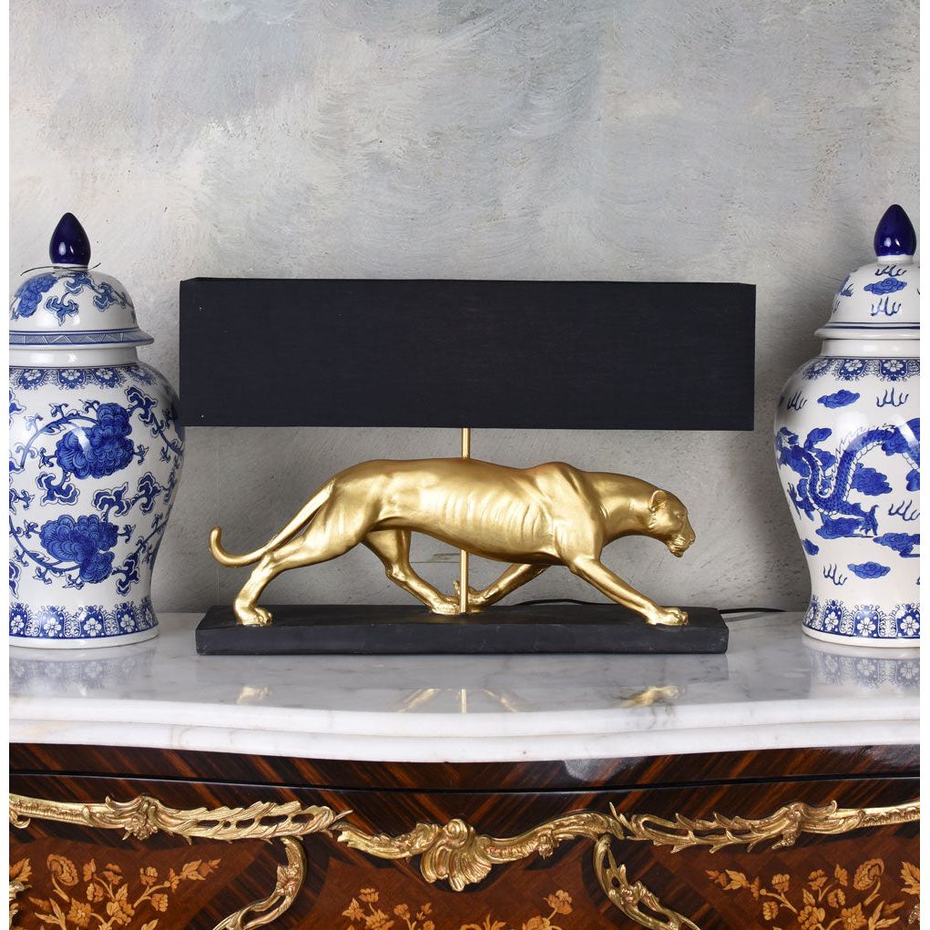 Panther-Tischleuchte Baghiro gold