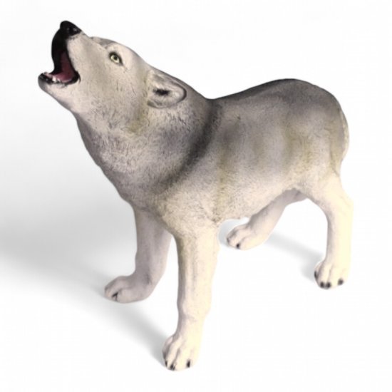 Wolf Figur heulend aus Kunststein – naturgetreue Tierfigur für Garten und Wohnraum, 48 cm