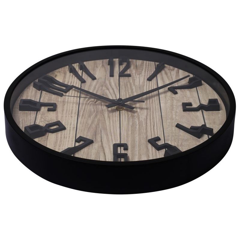 Wanduhr Holzoptik – moderne Design Wanduhr in Schwarz und Braun mit rustikalem Charakter