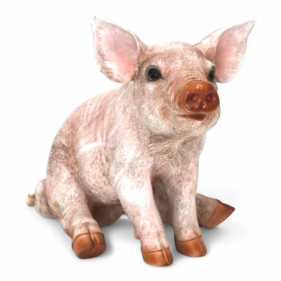 Schwein Figur sitzend aus Kunstharz – naturgetreue Tierfigur für Garten und Wohnraum, 30 cm