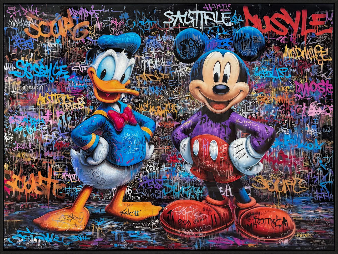 Wandbild Frame Donald and Mickey – moderne Pop Art, 80 × 60 cm