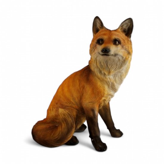 Fuchs Figur sitzend aus Kunstharz – naturgetreue Tierfigur für Garten und Wohnraum, 36 cm