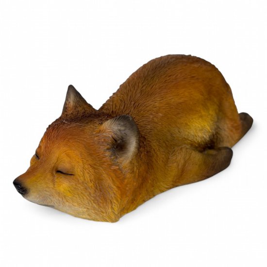 Fuchs Figur schlafend aus Kunstharz – naturgetreue Tierfigur für Garten und Wohnraum, 19,5 cm