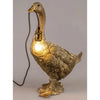 Tischlampe Gans sitzend H. 60cm antik gold