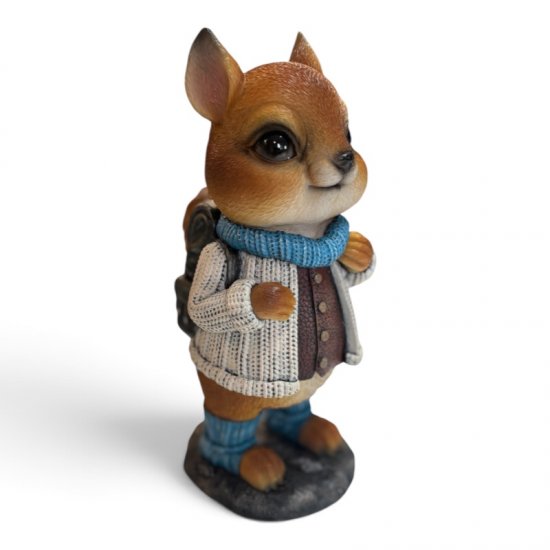 Eichhörnchen klein – winterliche Dekofigur aus Kunstharz, 18,5 cm