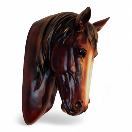 Pferdekopf Wanddekoration aus Kunstharz – dekorative Wandfigur für Wohnraum und Stall, 50 cm