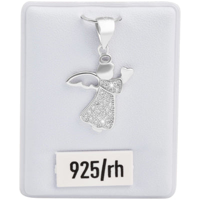 Echt Silber Anhänger Engel mit Herz ohne Kette, 925/, 1,14 g, rhodiniert - Luxurelle-Shop