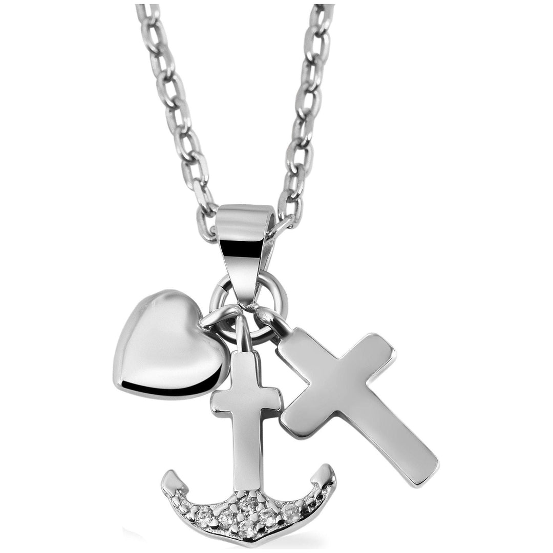 Echt Silber Anhänger Herz/Anker/Kreuz ohne Kette, 925/, 1,2 gr., rhodiniert - Luxurelle-Shop