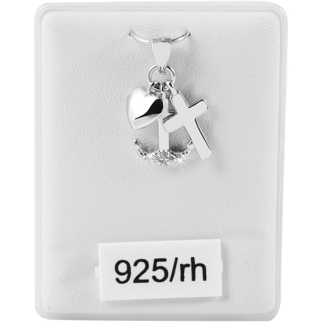 Echt Silber Anhänger Herz/Anker/Kreuz ohne Kette, 925/, 1,2 gr., rhodiniert - Luxurelle-Shop