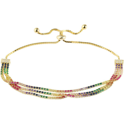 Echt Silber Armband dreireihig mit 195 bunte Zirkonia 925/rhodiniert - Luxurelle-Shop