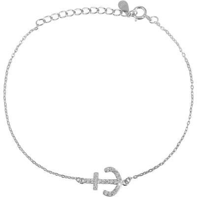 Echt Silber Armband mit Anker Steinen Maritim 925/rhodiniert - Luxurelle-Shop