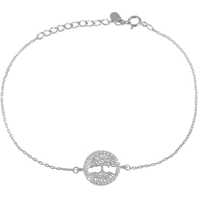 Echt Silber Armband mit Lebensbaum und 28 klaren Zirkonia 925/rhodiniert - Luxurelle-Shop