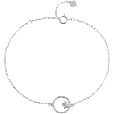 Echt Silber Armband mit runden Anhänger Stern 925/rhodiniert - Luxurelle-Shop