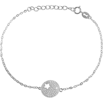 Echt Silber Armband mit runden ANhänger Stern 925/rhodiniert - Luxurelle-Shop