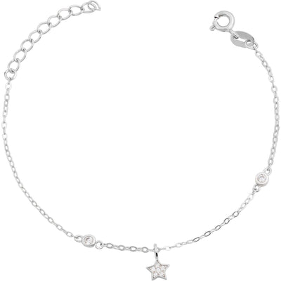 Echt Silber Armband mit Stern 925/rhodiniert, 0,9g - Luxurelle-Shop