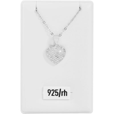 Echt Silber Kette, 925/, rhodiniert mit Anhänger Herz und 65 weissen Zirkonia Steinen - Luxurelle-Shop