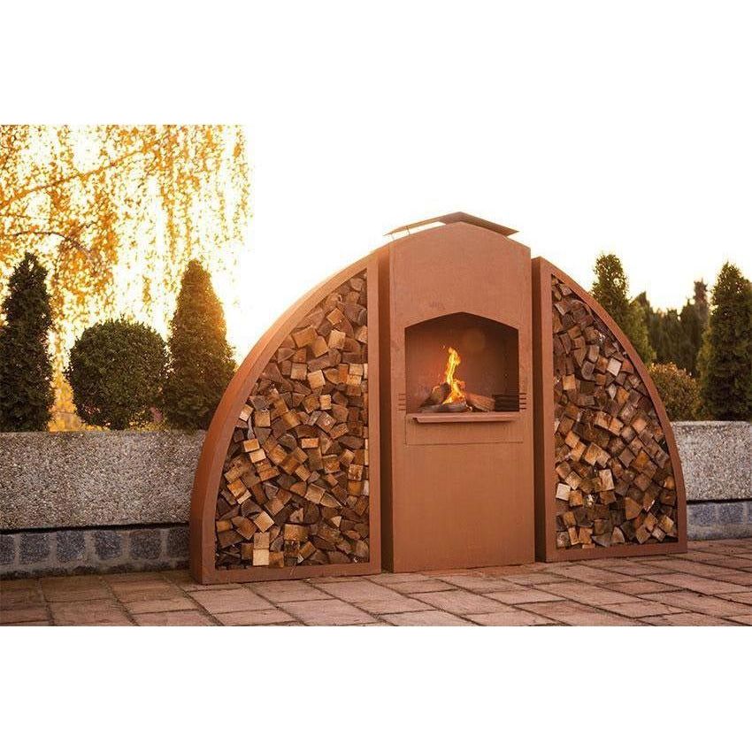 Edelrost Grill Meridian inkl. Grillrost und zwei Holzregalen - Luxurelle-Shop